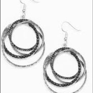 Black and silver hoop earrings